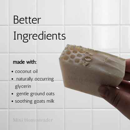 Naked Oatmeal Handmade Soap 4oz – Natural Coconut Oil Bar Soap