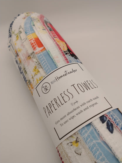 Variety Reusable Paperless Towels - 12 pack