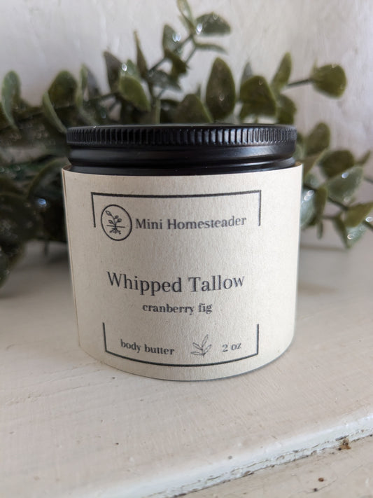 Cranberry Fig Whipped Tallow Body Butter 2oz (glass jar)