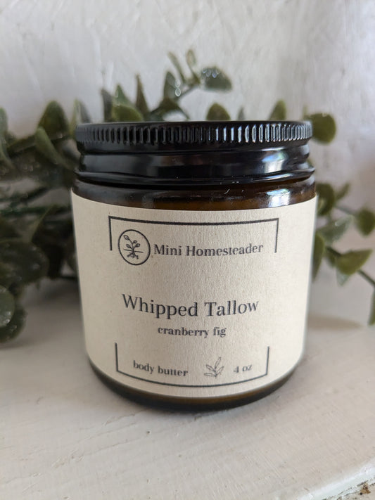 Cranberry Fig Whipped Tallow Body Butter 4oz (glass jar)