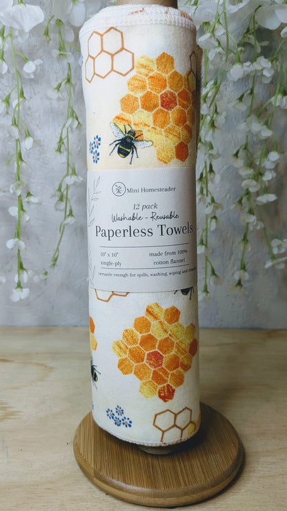 Bees Reusable Paperless Towels 12pk [discontinued print]