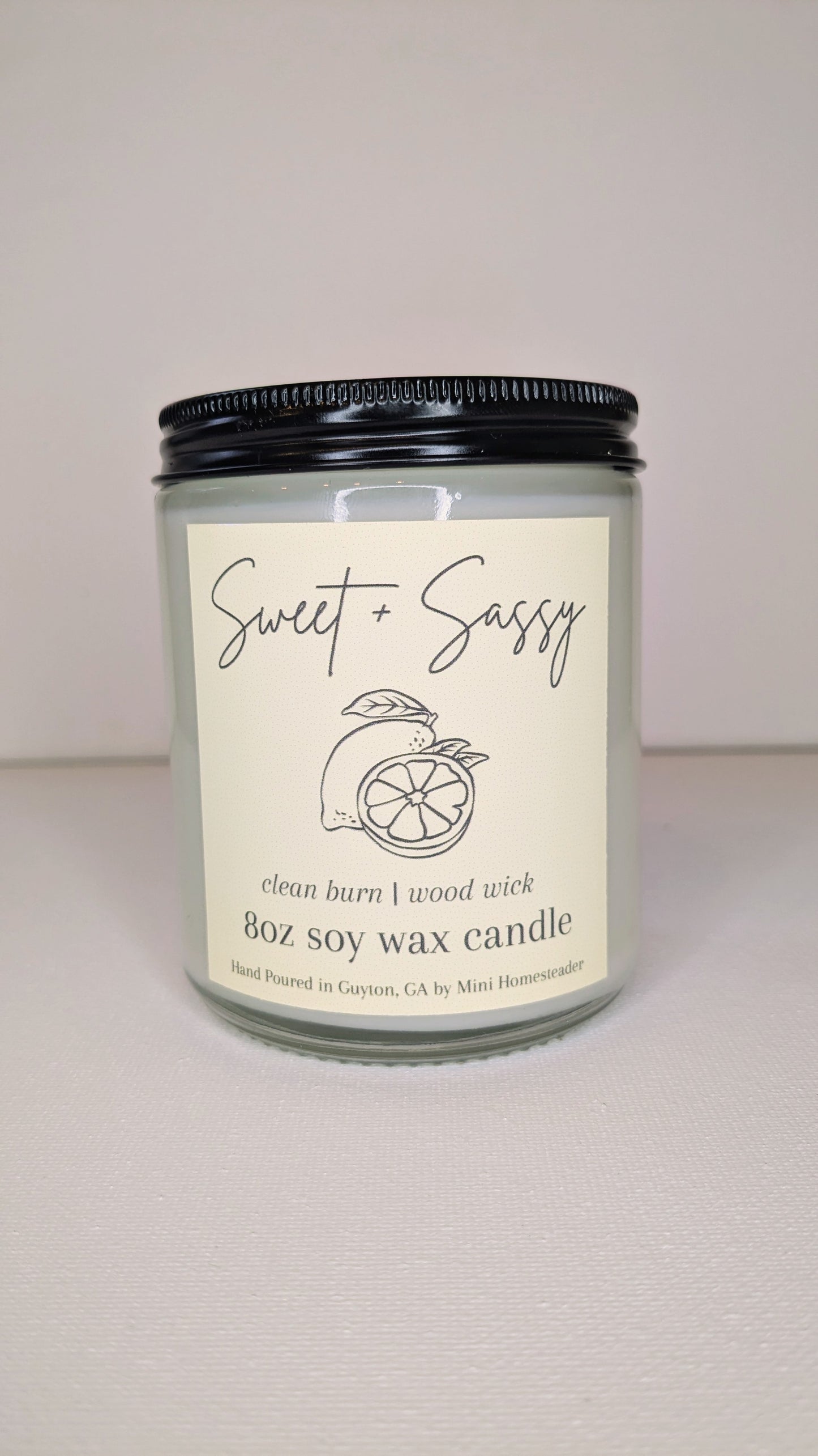 Sweet + Sassy – Soy Wax Wood Wick Candle (8 oz) previously known as Watermelon Lemonade