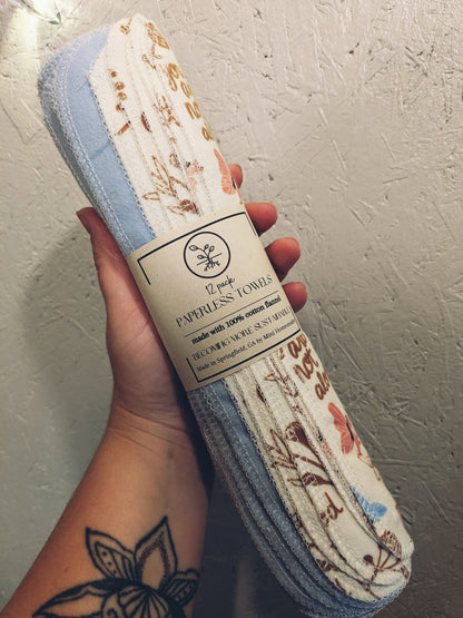 Mental Health Affirmations with blue - 12 pack Paperless Towels