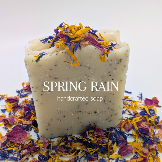 Spring Rain Handmade Soap 4oz – Natural Coconut Oil Bar Soap with Botanicals